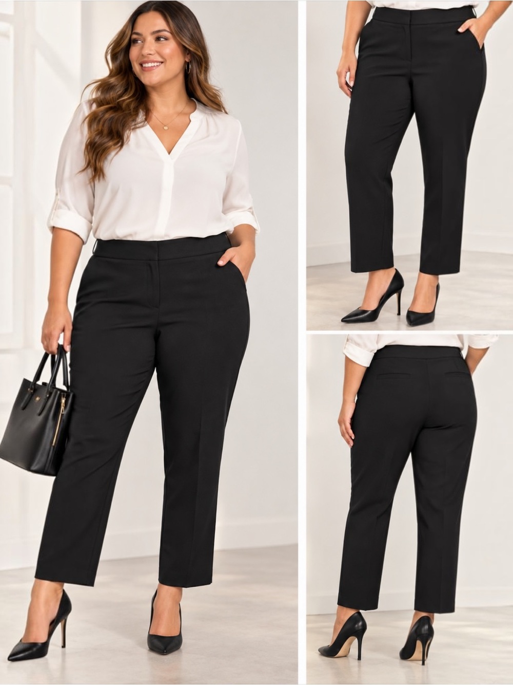 Lane Bryant The Allie Black Ankle Dress Pants 18R Plus Size Stretch